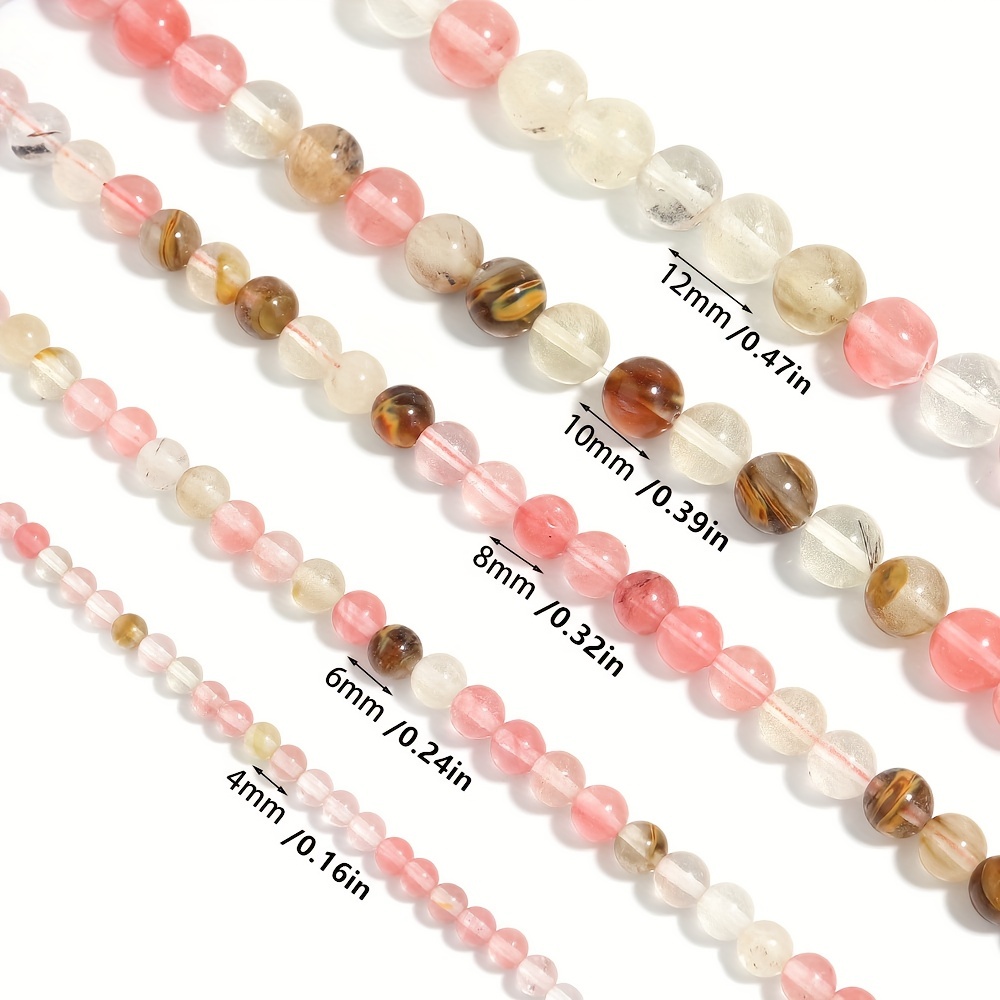 1 Strand Pink Watermelon Peel Stone Beads Round Loose Beads DIY Jewelry Making